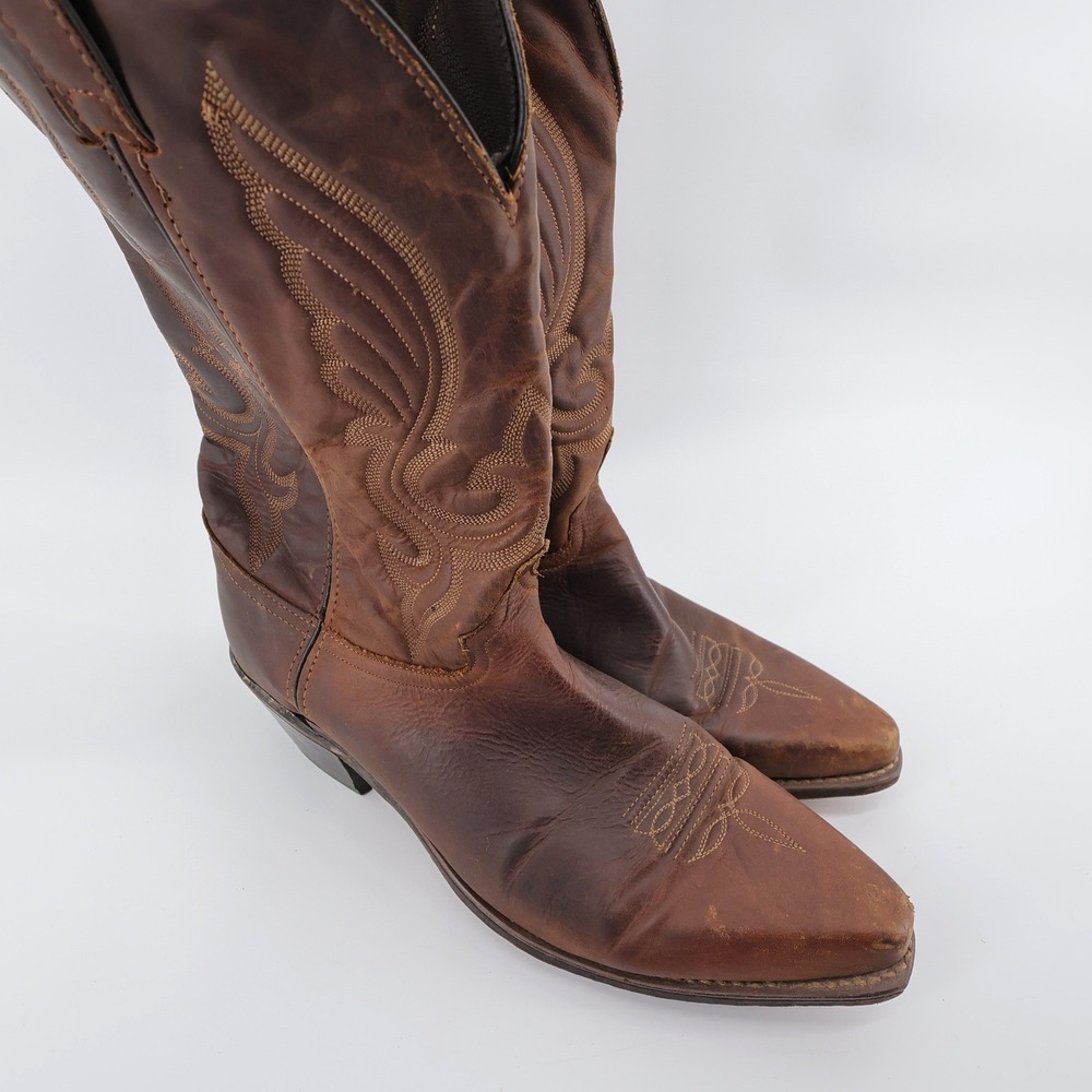Vintage Abilene Leather Western Cowboy Boots Biker Riding Brown Mens 13‎ D